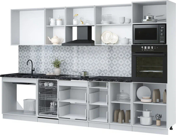 Изображение товара Кухонный гарнитур Интерлиния Мила Лайт 3.25-ПМ3 (бетон портленд/антрацит/травертин серый)