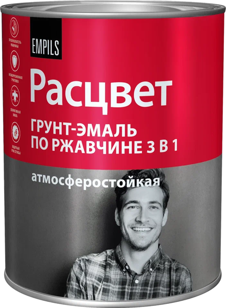 Изображение товара Грунт-эмаль Расцвет По ржавчине алкидная (1.9кг, серый графит RAL 7024)