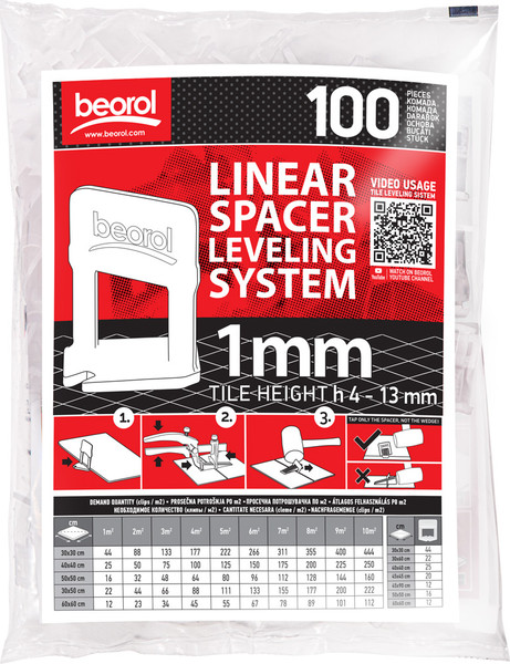 Изображение товара Клипсы для выравнивания плитки Beorol 1мм / 8606017652762