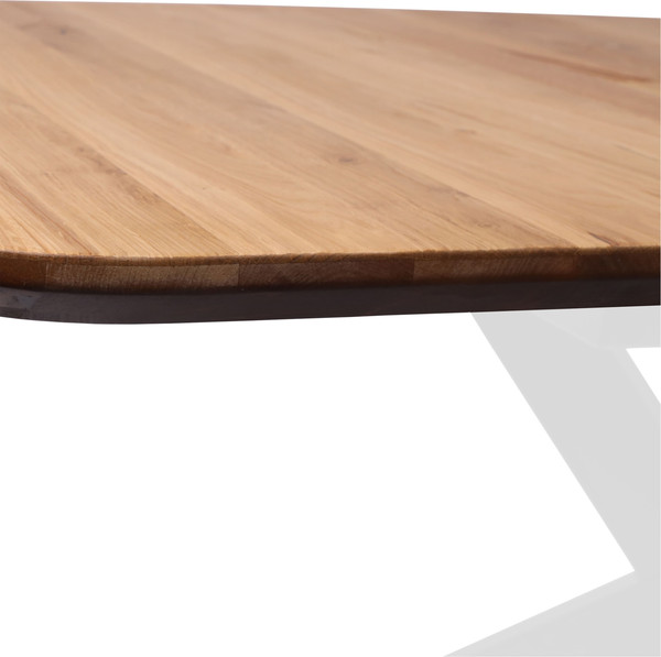 Изображение товара Обеденный стол ОКА Вейв раздвижной 120-160x80x75 (дуб натуральный/белый)