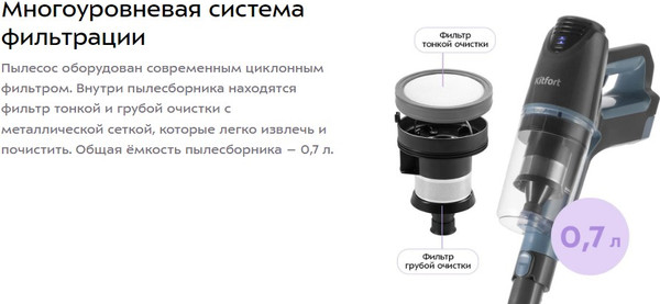Изображение товара Вертикальный пылесос Kitfort КТ-5355