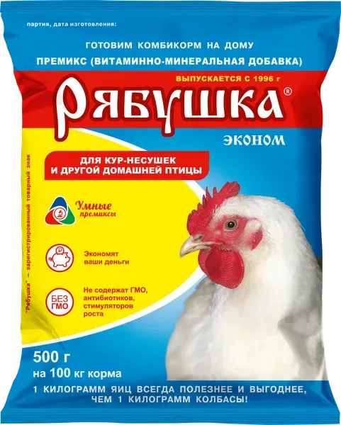 Изображение товара Кормовая добавка для сельскохозяйственных животных Агровит Премикс Рябушка для сельскохозяйственной птицы (500г)