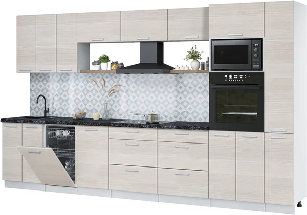 Изображение товара Кухонный гарнитур Интерлиния Мила Лайт 3.6-ПМ3 (вудлайн кремовый/вудлайн кремовый/кастилло темный)