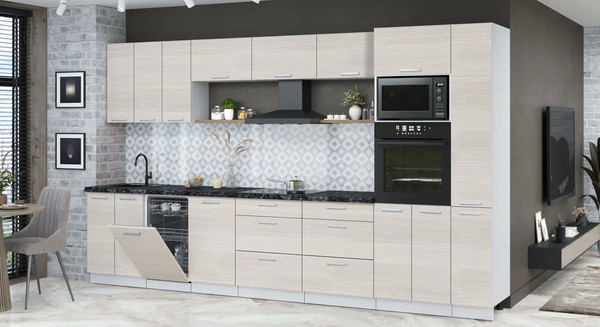 Изображение товара Кухонный гарнитур Интерлиния Мила Лайт 3.6-ПМ3 (вудлайн кремовый/вудлайн кремовый/кастилло темный)