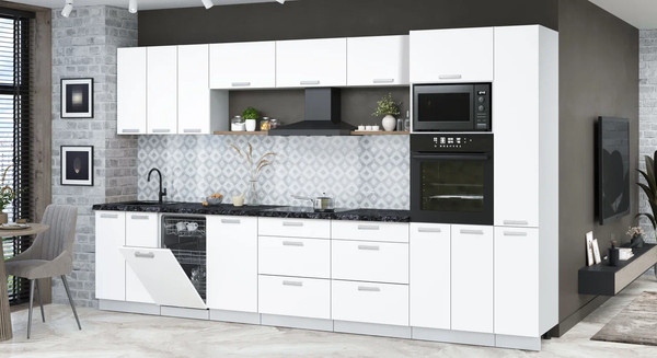 Изображение товара Кухонный гарнитур Интерлиния Мила Лайт 3.6-ПМ3  (белый платинум/белый платинум/кастилло темный)