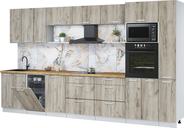 Изображение товара Кухонный гарнитур Интерлиния Мила Лайт 3.6-ПМ3 (дуб серый/дуб серый/дуб бунратти)