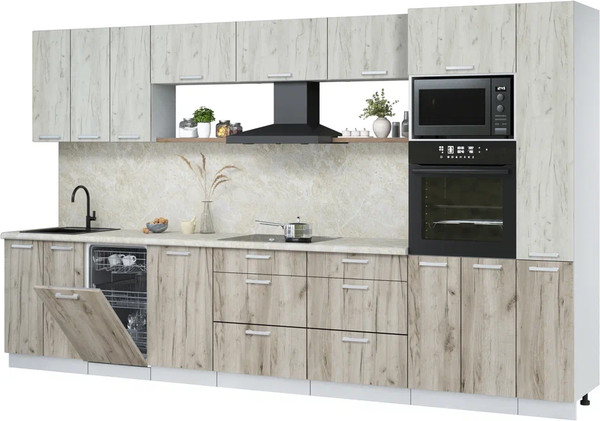 Изображение товара Кухонный гарнитур Интерлиния Мила Лайт 3.6-ПМ3  (дуб белый/дуб серый/опал светлый)