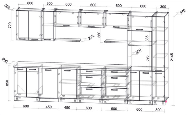 Изображение товара Кухонный гарнитур Интерлиния Мила Лайт 3.6-ПМ3  (дуб белый/дуб серый/опал светлый)