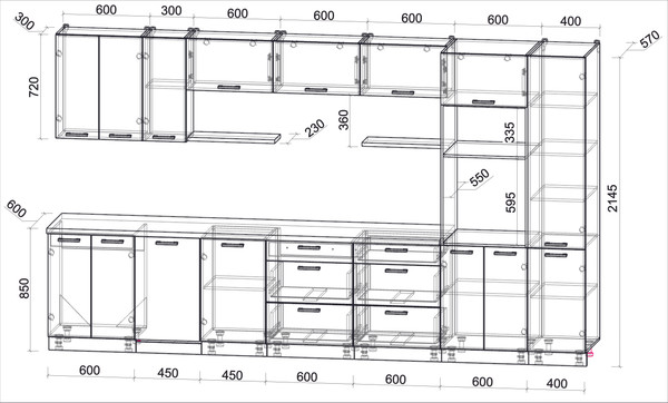 Изображение товара Кухонный гарнитур Интерлиния Мила Лайт 3.7-ПМ3 (белый платинум/белый платинум/кастилло темный)