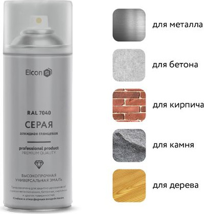Изображение товара Эмаль Elcon Универсальная Алкидная RAL 7040 глянцевый