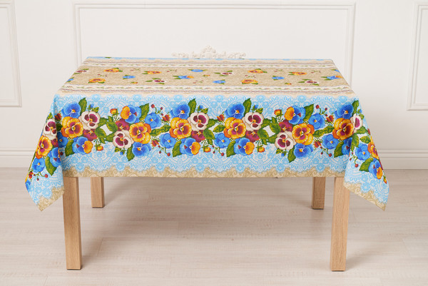 Изображение товара Скатерть Stolima Виниллайт 1001-1 Анютины глазки (180x140)