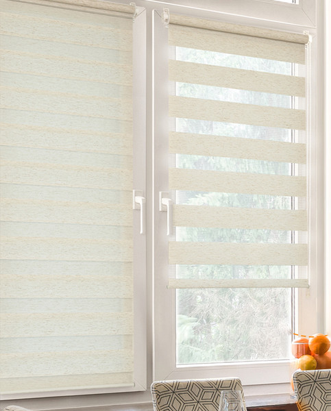 Изображение товара Рулонная штора Delfa Сантайм День-Ночь Стандарт A608 (80x160, под лен)