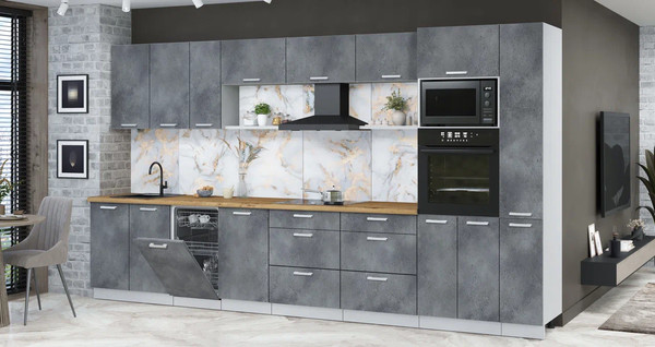 Изображение товара Кухонный гарнитур Интерлиния Мила Лайт 3.8-ПМ3 (бетон портленд/бетон портленд/дуб бунратти)