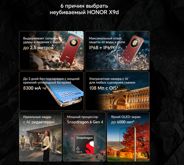Изображение товара Смартфон Honor X9d 8GB/256GB (графитовый)