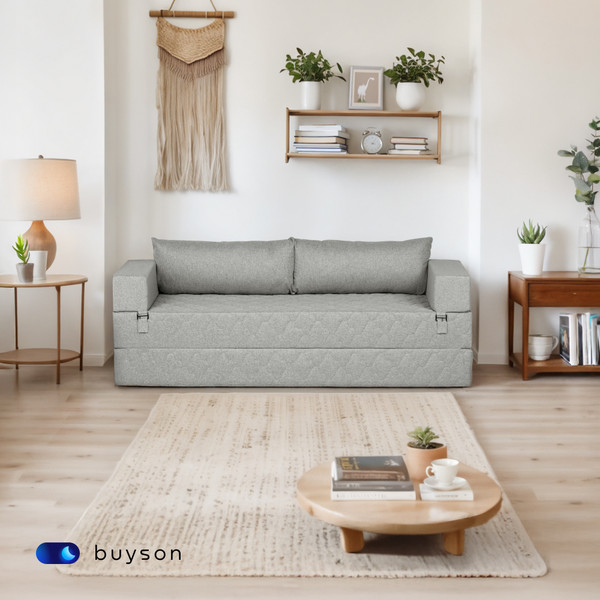 Изображение товара Бескаркасный диван buyson BuyDream Plus Тк. Laguna 932 200x142 (серый меланж)
