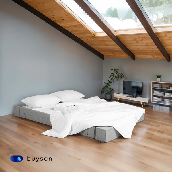 Изображение товара Бескаркасный диван buyson BuyDream Plus Тк. Laguna 932 200x142 (серый меланж)
