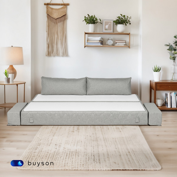 Изображение товара Бескаркасный диван buyson BuyDream Plus Тк. Laguna 932 200x142 (серый меланж)