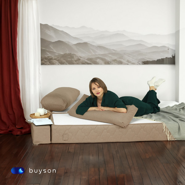 Изображение товара Бескаркасный диван buyson BuyDream Plus Тк. Laguna 130 200x142 (карамель)