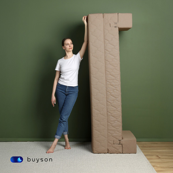 Изображение товара Бескаркасный диван buyson BuyDream Plus Тк. Laguna 130 200x142 (карамель)