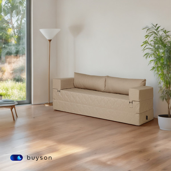 Изображение товара Бескаркасный диван buyson BuyDream Plus Тк. Laguna 130 200x142 (карамель)