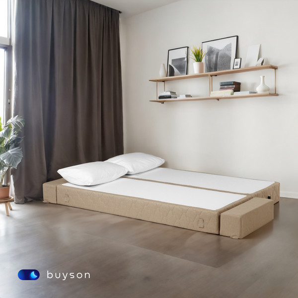 Изображение товара Бескаркасный диван buyson BuyDream Plus Тк. Laguna 130 200x142 (карамель)