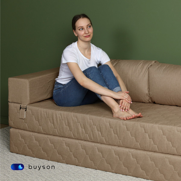 Изображение товара Бескаркасный диван buyson BuyDream Plus Тк. Laguna 130 200x142 (карамель)