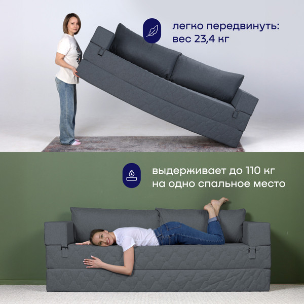 Изображение товара Бескаркасный диван buyson BuyDream Plus Тк. Laguna 997 200x142 (джинс)