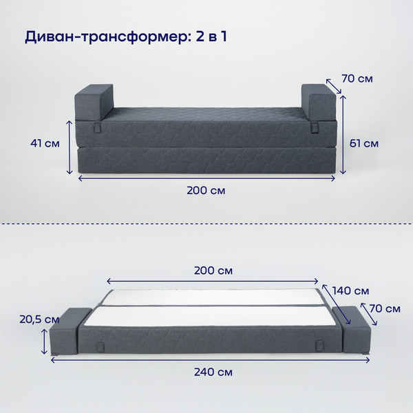 Изображение товара Бескаркасный диван buyson BuyDream Plus Тк. Laguna 997 200x142 (джинс)
