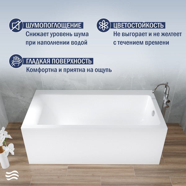 Изображение товара Ванна акриловая Lauter Seraphina 170x80 / 2112170R (с ножками, лицевым экраном и сифоном 21Y11020 хром)