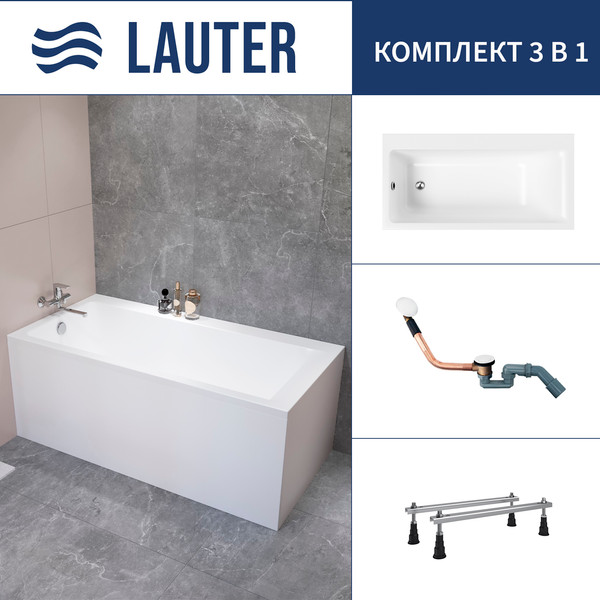 Изображение товара Ванна акриловая Lauter Seraphina 170x80 / 2112170L (с ножками и сифоном 21Y11022 белый)