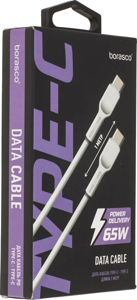 Изображение товара Кабель BoraSCO Туре-С-Type-C 65W Power Delivery / 38526 (1м, белый)