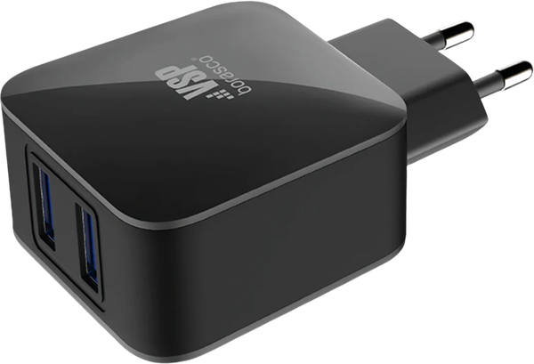 Изображение товара Адаптер питания сетевой BoraSCO 2USB 2.1А / 20648 (черный)