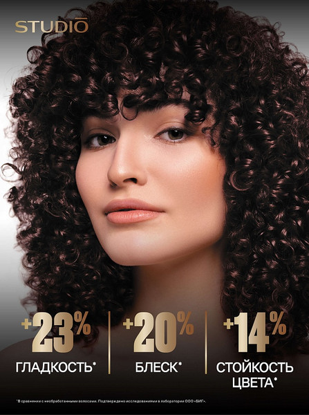 Изображение товара Крем-краска для волос Studio Professional 3D Holography 3.45 (50мл, темно-каштановый)