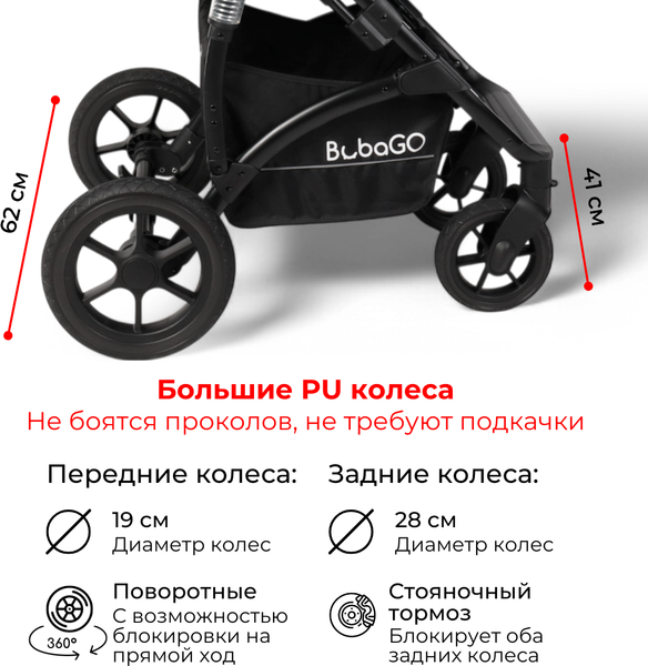 Изображение товара Детская универсальная коляска Bubago Model Zoom 3 в 1 / BG 196-1 (черный)