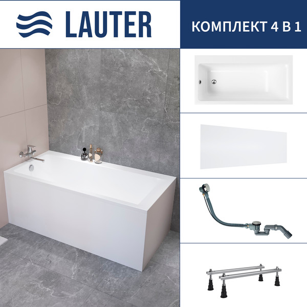 Изображение товара Ванна акриловая Lauter Seraphina 170x80 / 2112170L (с ножками, лицевым экраном и сифоном 21Y32000 хром)
