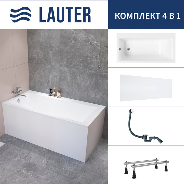 Изображение товара Ванна акриловая Lauter Seraphina 170x80 / 2112170L (с ножками, лицевым экраном и сифоном 21Y31002 белый)
