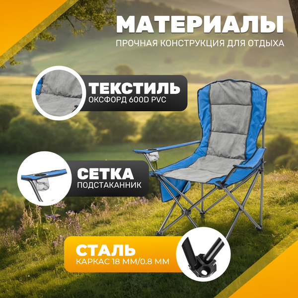 Изображение товара Комплект кресел складных Sundays ZC-CC008 (2шт, синий/серый)