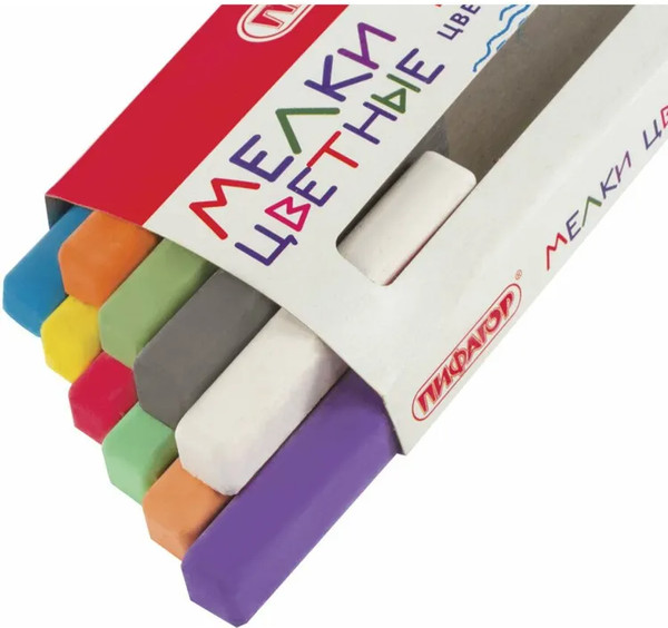 Изображение товара Мел канцелярский Пифагор 221168 (10шт, цветной)