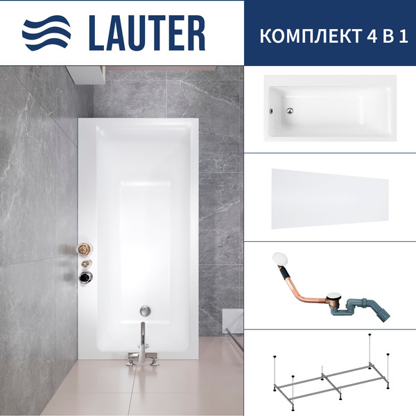 Изображение товара Ванна акриловая Lauter Seraphina 170x80 / 2112170L (с каркасом, лицевым экраном и сифоном 21Y11022 белый)