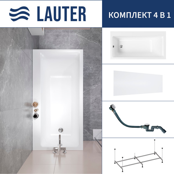 Изображение товара Ванна акриловая Lauter Seraphina 170x80 / 2112170L (с каркасом, лицевым экраном и сифоном 21Y32002 белый)