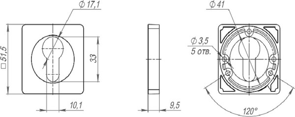 Изображение товара Накладка на цилиндр Ajax furniture ET.K.JK51 BL-24 (черный)