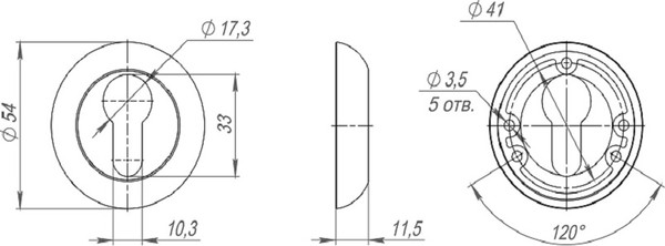 Изображение товара Накладка на цилиндр Ajax furniture ET.R.JR54 SN/CP-3 (матовый никель/хром)