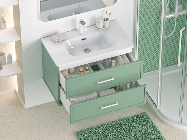 Изображение товара Тумба с умывальником Brevita Verde 80 / Ver-09080-0102Я+B-OND080-01