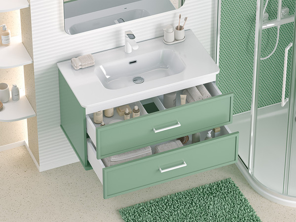 Изображение товара Тумба с умывальником Brevita Verde 90 / Ver-09090-0102Я+B-OND090-01