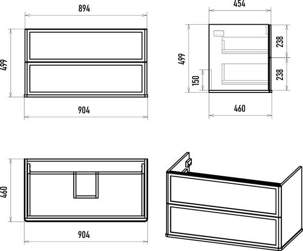Изображение товара Тумба с умывальником Brevita Verde 90 / Ver-09090-0102Я+B-OND090-01