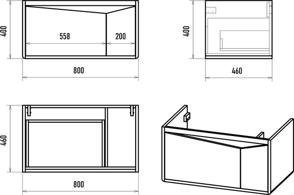 Изображение товара Тумба с умывальником Brevita Cascade 80 / CAS-09080-011Я+RCW-141880WH
