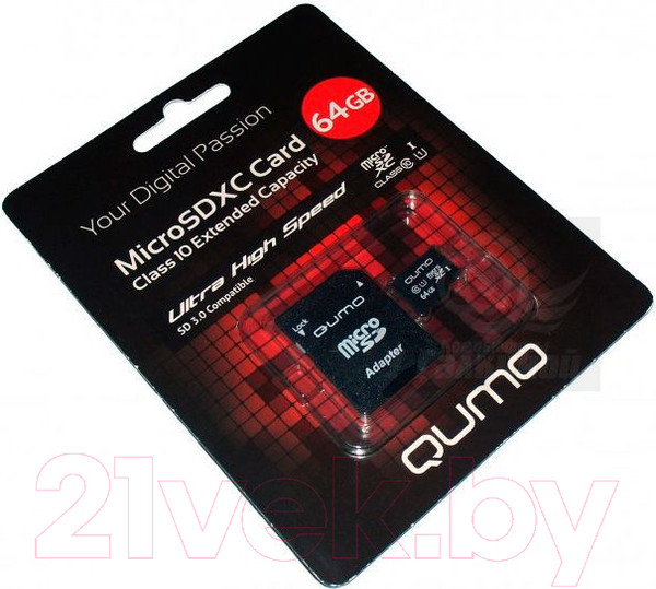 Изображение товара Карта памяти Qumo microSDXC (Сlass 10) 64GB (QM64GMICSDXC10U1)