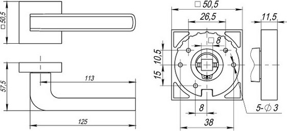 Изображение товара Ручка дверная Fuaro K.DM51.NEO SN/CP-3 (матовый никель/хром)