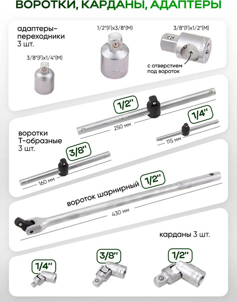 Изображение товара Универсальный набор инструментов RockForce RF-41802+2 (63204)