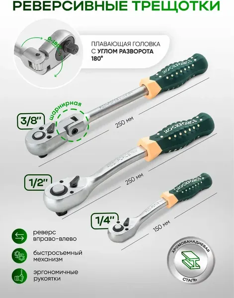 Изображение товара Универсальный набор инструментов RockForce RF-42022+2 (63205)